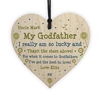 RED OCEAN Godfather Personalised Plaque Wooden Heart Godfather Birthday Christmas Thank You