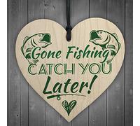RED OCEAN Gone Fishing Catch You Later Novelty Wooden Hanging Plaque Fisherman Dad Daddy Grandad Gift Sign