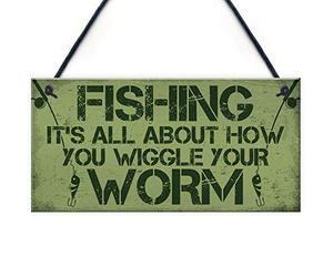 Red Ocean Gone Fishing Signs Hanging Plaque Funny Fishing Gifts For Men Man Cave Shed Garage Plaque