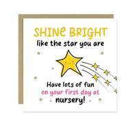 RED OCEAN Good Luck Nursery Card For Son Daughter With Kraft Envelope 1st Day At Nursery Card For Granddaughter Grandson Cute Star