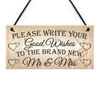 Red Ocean Good Wishes New Mr Mrs Wedding Table Decoration Plaque