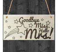 Red Ocean Goodbye Miss Hello Mrs Hanging Wooden Plaque Hen Party Wedding Gift Sign