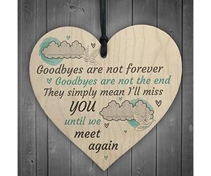 Red Ocean Goodbyes Are Not Forever Wooden Hanging Memorial Berevement Heart Plaque Heaven Gift Sign