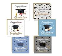 RED OCEAN Graduation 2025 Cards Multipack of 6 Assortment, Congratulations On Your Graduation, Well Done Cards, 6 Kraft Envelopes Included, Card For Graduates