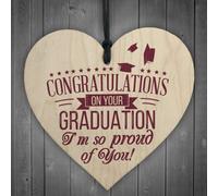 Red Ocean Graduation Congratulations Graduate College University Wooden Hanging Heart Keepsake Gift Plaque Present