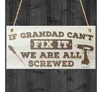 Red Ocean Grandad Can't Fix It We Are All Screwed Wooden Hanging Plaque Fathers Day Gift