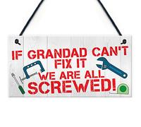 Red Ocean Grandad Fix It Screwed Man Cave Garage Shed Hanging Plaque Dad Gift Sign Funny