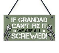 Red Ocean Grandad Fix It Screwed Man Cave Garage Shed Hanging Plaque Dad Grandad Gift Sign Funny