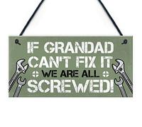 RED OCEAN Grandad Fix It Screwed Man Cave Garage Shed Hanging Plaque Dad Grandad Gift Sign Funny