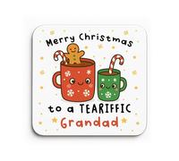 Red Ocean Grandad For Christmas Merry Christmas Grandad Coaster From Granddaughter Grandson TEA RIFFIC Thank You For Him