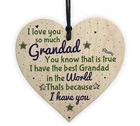 RED OCEAN Grandad Gifts Birthday From Grandchildren Wooden Heart Sign Gifts For Him Grandpa Dad Men Father