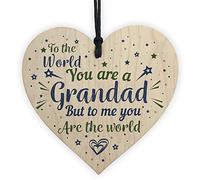 RED OCEAN Grandad Ornament Keepsake Wooden Heart Birthday Christmas Card Dad Gift For Him