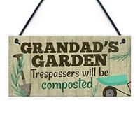 Red Ocean Grandad's Garden Plaque Garden Shed Summer House Sign Dad Fathers Day Gift For Him