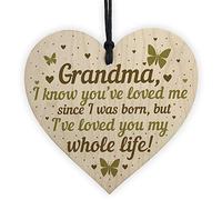 RED OCEAN Grandma Birthday Christmas Card Gift Wooden Heart Grandma I Love You Keepsake Plaque Grandparent Gift