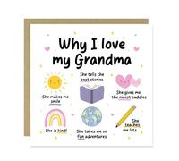 RED OCEAN Grandma Card Why I Love Grandma Card Birthday for Cute for Her Birthday From Granddaughter Grandson With Kraft Envelope Thank You Her