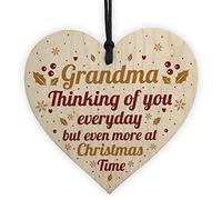 Red Ocean GRANDMA Memorial Christmas Bauble Wooden Heart Plaque Xmas Decoration Sign Gift