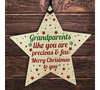 Red Ocean Grandparents Christmas Gifts Wooden Star Tree Bauble Decoration