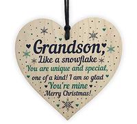RED OCEAN Grandson Christmas Ornament Bauble Wooden Heart Keepsake Gift From Grandparent Nan Gifts