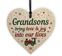 RED OCEAN Grandson Gifts From Grandparents Wooden Heart Birthday Christmas Xmas Keepsake Nan Gift