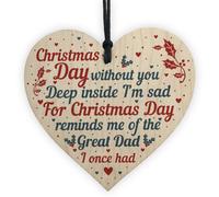 Red Ocean Great Dad Memorial Christmas Tree Bauble Wooden Hanging Heart Xmas Decoration Sign