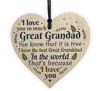 RED OCEAN Great Grandad Ornament Wooden Heart Christmas Grandad Announcement Plaque Sign Birthday Keepsake