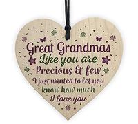 Red Ocean Great Grandparent Great Grandma Christmas Ornament Wooden Heart Plaque Sign Birthday Keepsake
