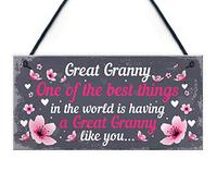 Red Ocean Great Granny Plaque Hanging Sign Grandparent Gifts From Grandchildren Keepsake Birthday Christmas THANK YOU