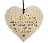 RED OCEAN Great Nan Nanny Gift Hanging Wooden Heart Granparent Birthday Gift For Her Gifts For Women
