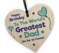 Red Ocean Greatest Dad Wooden Heart Handcrafted Keepsake With Funny Message Perfect Birthday Gift For Dad With A Sense Of Humor