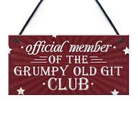RED OCEAN Grumpy Git Club Funny Novelty Birthday Gift For Dad Grandad Fathers Day Hanging Sign Gift For Him