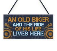 Red Ocean Grumpy Old Biker Gifts Plaque Funny Birthday Christmas Dad Grandad Gift For Bikers