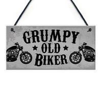 Red Ocean Grumpy Old Biker Novelty Hanging Man Cave Garage Sign For Motorbike Enthusiast Bike Accessories