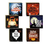 RED OCEAN Halloween Cards Multipack of 6 Greetings Cards With Kraft Envelopes 145x145mm Pack of 6 Spooky Designs For Kids Children Friends Family