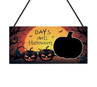 Red Ocean Halloween Countdown Sign Novelty Days Until Halloween Decoration For Kids Children Seasonal Decor Plaques For Son Daughter