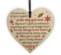 Red Ocean Handmade Christmas Memorial Wooden Hanging Heart Tree Decorations Memorial Gift For Mum Dad Nan Grandad Keepsake
