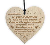 RED OCEAN Handmade Congratulations Gift For Couple Wooden Heart Engagement Gift Plaque Keepsake