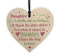 RED OCEAN Handmade Gift For Daughter Wooden Hanging Heart Chic Plaque Keepsake Birthday