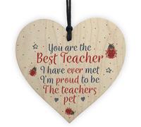 Red Ocean Handmade Hanging Wooden Heart Teacher Gift Teaching Assistant Leaving Present Thank You Keepsake Gifts