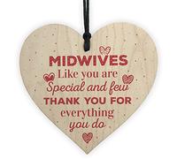 RED OCEAN Handmade Midwife Nurse Gift Wooden Hanging Heart Plaque Sign Thank You Baby Birth Newborn Gift