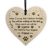 RED OCEAN Handmade Pet Memorial Plaque For Cat Or Dog Wooden Heart Memorial Bauble Animal Sign