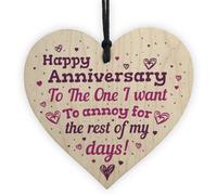 Red Ocean Handmade Wedding Anniversary Wooden Hanging Heart Plaque Marriage Gift For Him Her Keepsake