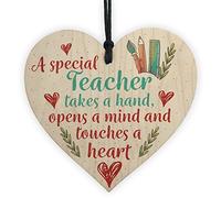 RED OCEAN Handmade Wooden Hanging Heart Plaque Gift For an Amazing Teacher Thank You Leaving Gift