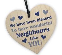 Red Ocean Handmade Wooden Hanging Heart Plaque Gift For Neighbours Keepsake For Friend Neighbour