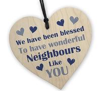 Red Ocean Handmade Wooden Hanging Heart Plaque Gift for Neighbours Keepsake for Friend Neighbour Christmas Presents Gifts For Women