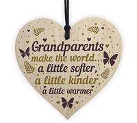 RED OCEAN Handmade Wooden Heart Grandparent Gifts For Grandma Grandpa Nan Grandad Birthday Christmas Thoughtful Present