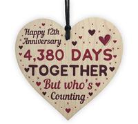 Red Ocean Handmade Wooden Heart Plaque Gift To Celebrate 12Th Wedding Anniversary Husband Wife Keepsake