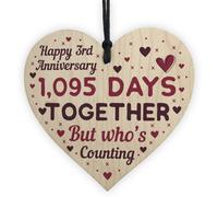 Red Ocean Handmade Wooden Heart Plaque Gift To Celebrate 3Rd Wedding Anniversary Husband Wife Someone Special Keepsake
