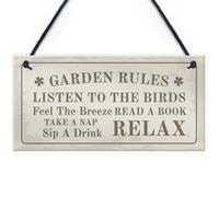 Red Ocean Hanging Garden Rules Sign For Garden Shed Wall Sign Home Decor Garden Plaques
