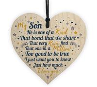 Red Ocean Hanging Wooden Heart Son Christmas Birthday Engagment Card Mum Dad Gifts For Him