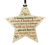 RED OCEAN Hanging Wooden Star Christmas Tree Decoration Mum Nan Dad Grandad Memorial Ornament Gift